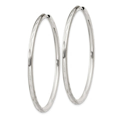 QE4659 Sterling Silver D/C 2.5x50mm Endless Hoop Earrings
