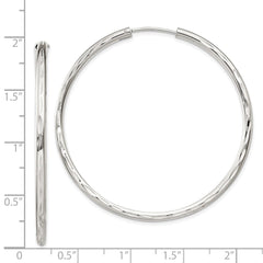QE4659 Sterling Silver D/C 2.5x50mm Endless Hoop Earrings