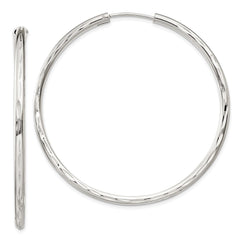 QE4659 Sterling Silver D/C 2.5x50mm Endless Hoop Earrings