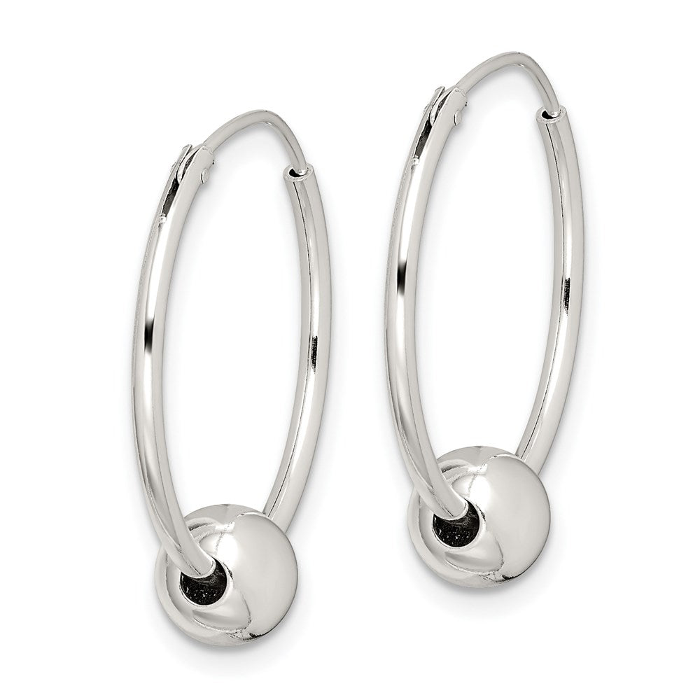 QE4664 Sterling Silver Bead Endless Hoop Earrings