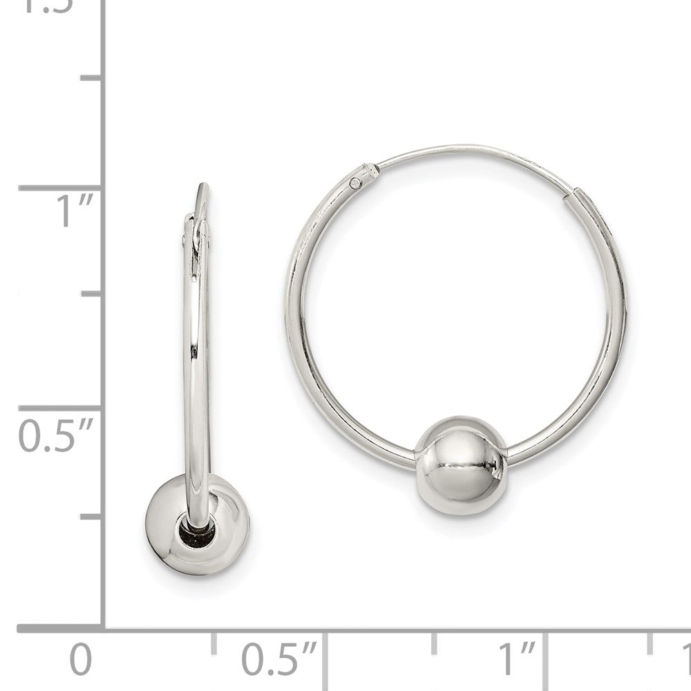 QE4664 Sterling Silver Bead Endless Hoop Earrings