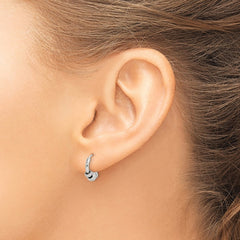 QE4667 Sterling Silver Tiny Beaded Endless Hoop Earrings