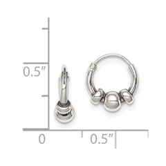 QE4667 Sterling Silver Tiny Beaded Endless Hoop Earrings