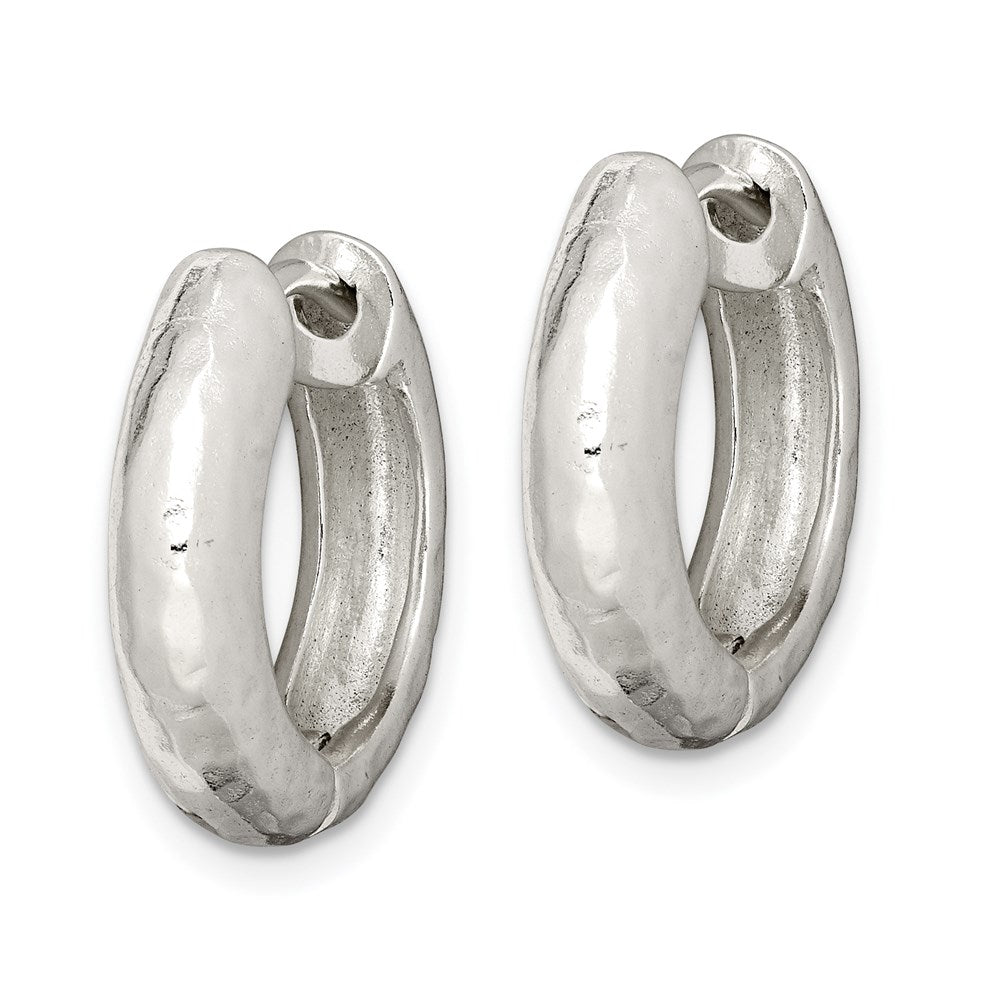 QE4668 Sterling Silver Hinged Hoop Earrings