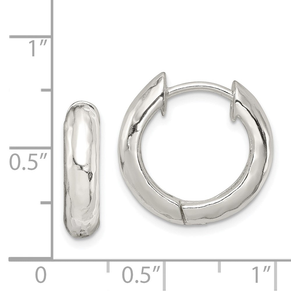 QE4668 Sterling Silver Hinged Hoop Earrings