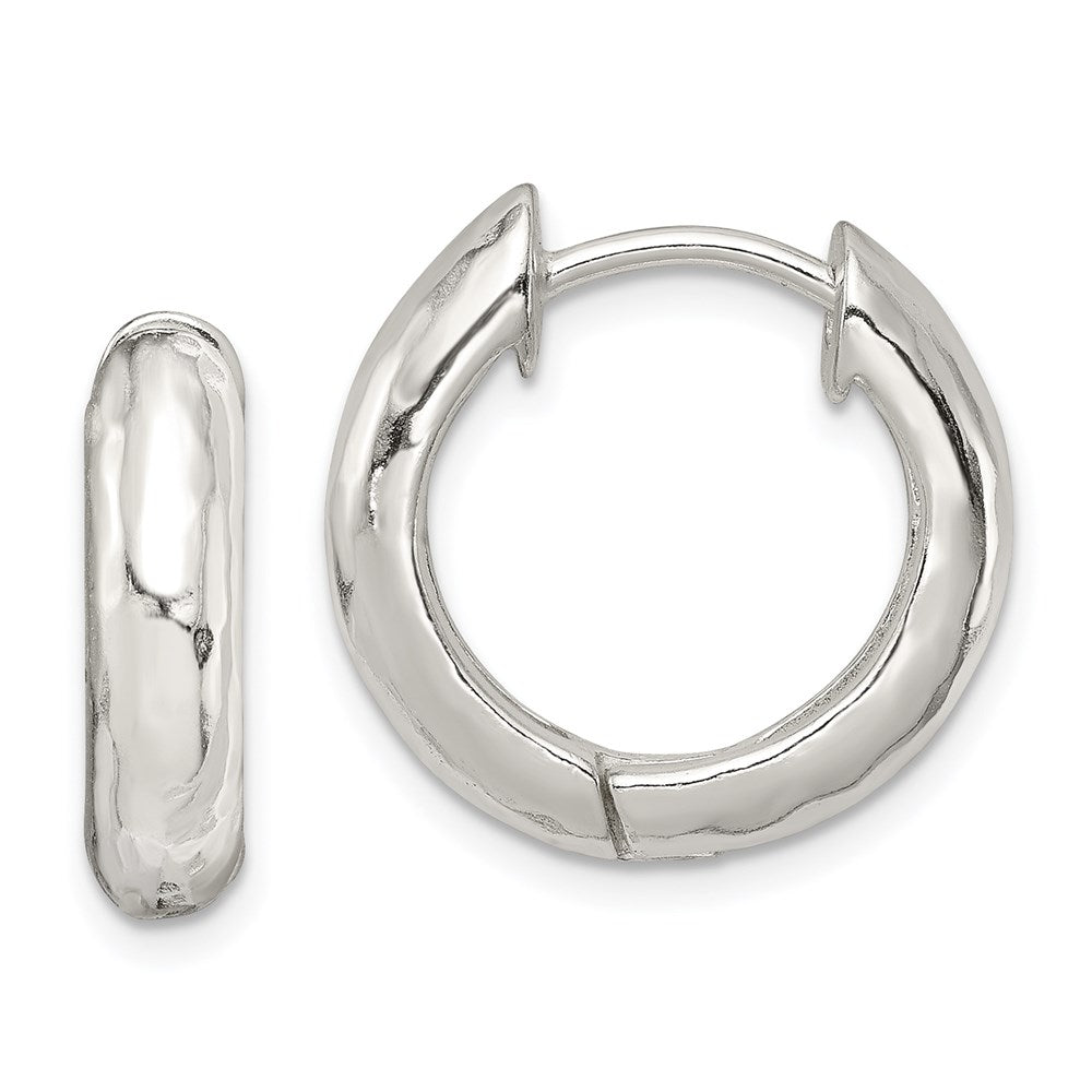 QE4668 Sterling Silver Hinged Hoop Earrings