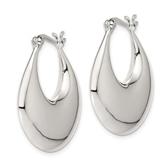 QE4695 Sterling Silver Polished Puffed Hoop Earrings