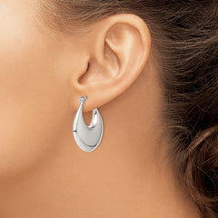 QE4695 Sterling Silver Polished Puffed Hoop Earrings