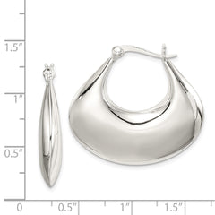 QE4695 Sterling Silver Polished Puffed Hoop Earrings
