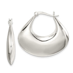 QE4695 Sterling Silver Polished Puffed Hoop Earrings