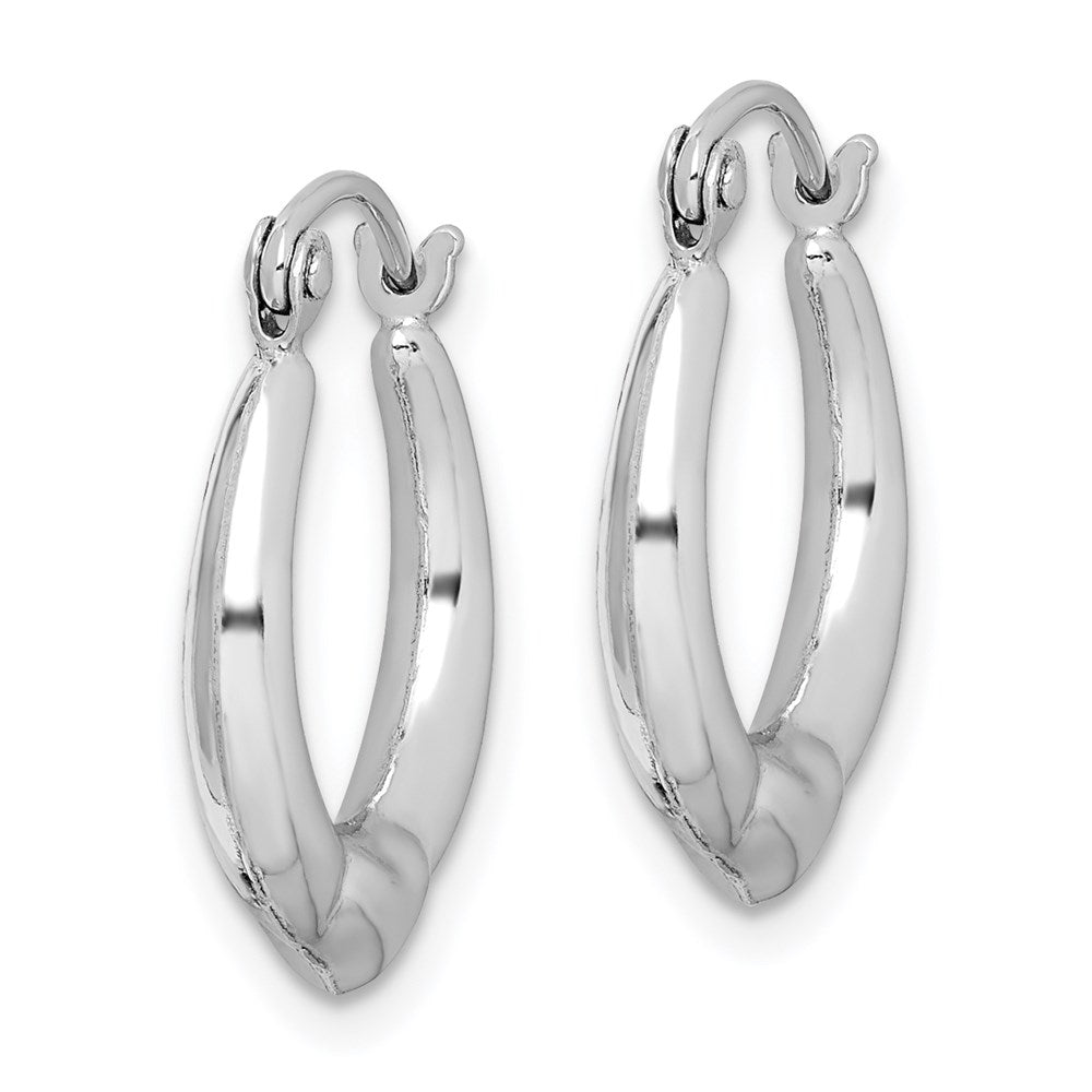 QE4740 Sterling Silver Rhodium-plated Polished Heart Round Hoop Earrings