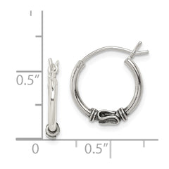 QE4743 Sterling Silver Antiqued Hoop Earrings