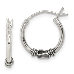 QE4743 Sterling Silver Antiqued Hoop Earrings