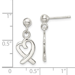 QE4758 Sterling Silver Heart Dangle Post Earrings