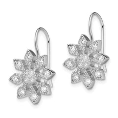 QE4783 Sterling Silver Rhodium-plated CZ Snowflake Earrings