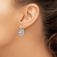 QE4783 Sterling Silver Rhodium-plated CZ Snowflake Earrings