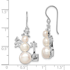 QE4785 Sterling Silver FW Cultured Pearl Snowman Earrings