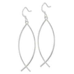 QE4790 Sterling Silver Polished Ichthus Dangle Earrings