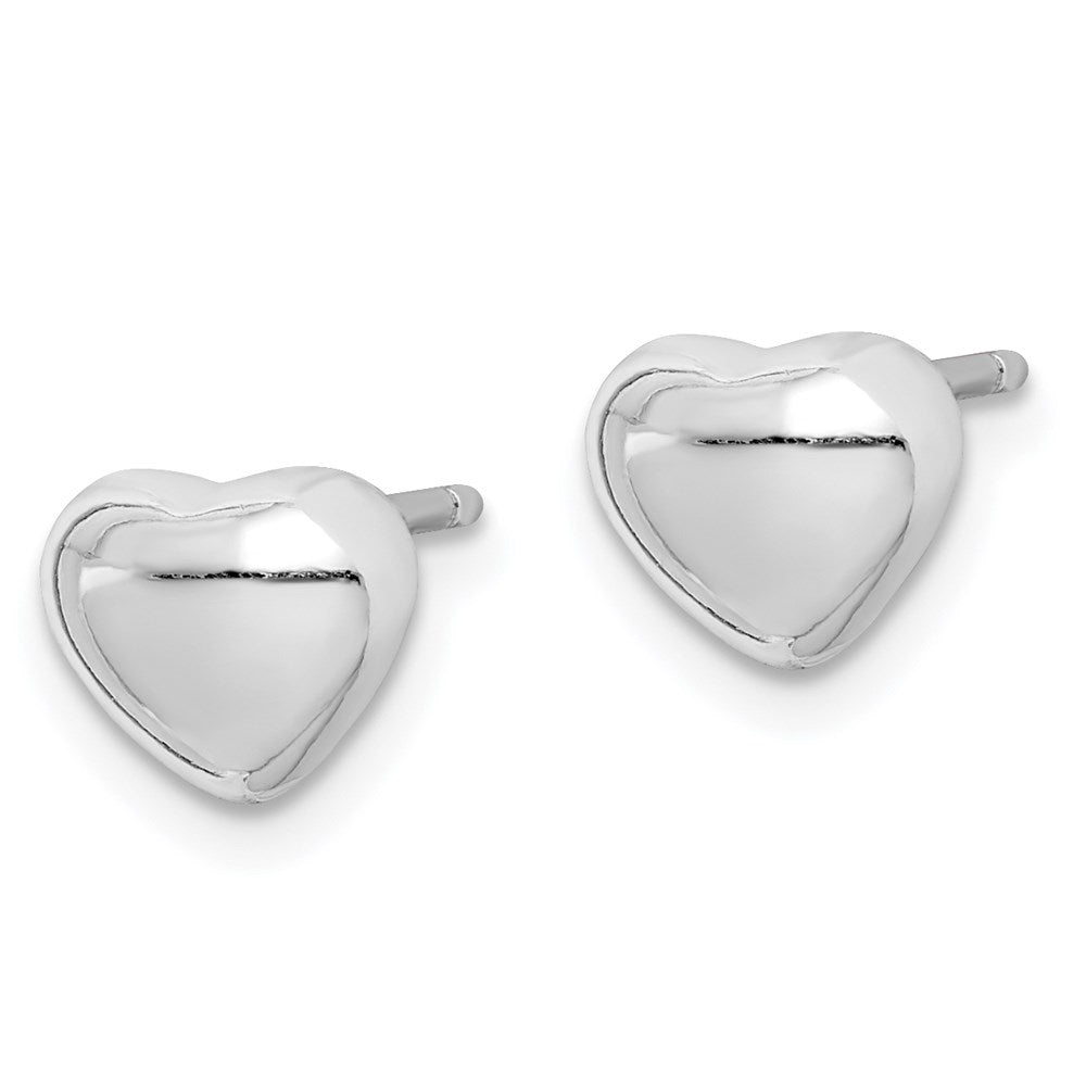QE4819 Sterling Silver Rhodium-plated Heart Post Earrings