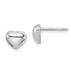 QE4819 Sterling Silver Rhodium-plated Heart Post Earrings