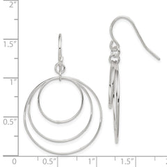 QE4860 Sterling Silver Polished Fancy Triple Circle Dangle Earrings