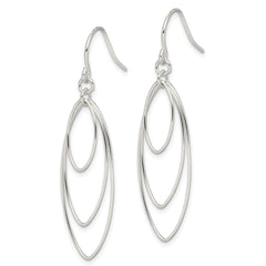 QE4872 Sterling Silver Polished Triple Marquise Shape Dangle Earrings