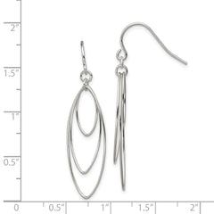QE4872 Sterling Silver Polished Triple Marquise Shape Dangle Earrings