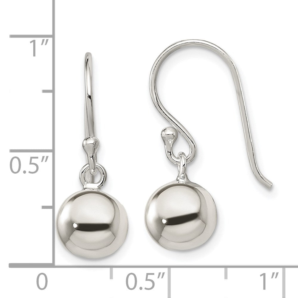 QE4895 Sterling Silver Dangle Ball Shephard Hook Earrings