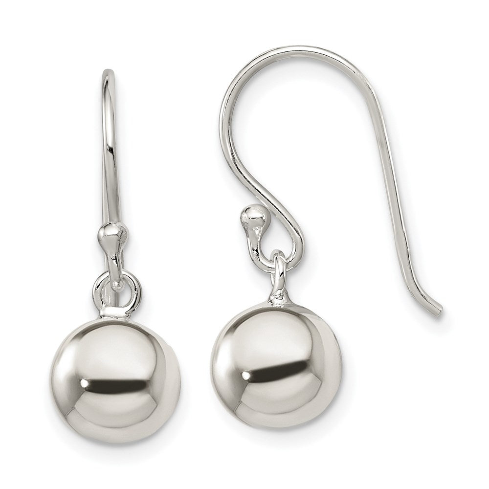 QE4895 Sterling Silver Dangle Ball Shephard Hook Earrings