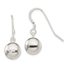 QE4896 Sterling Silver 10mm Diamond Cut Bead Dangle Earrings