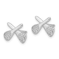 QE4935 Sterling Silver Rhodium-plated Lacrosse Post Earrings