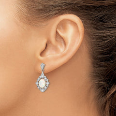 QE4965 Sterling Silver Rhodium-plated Created Opal and CZ Earrings