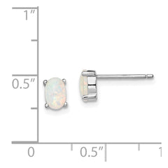QE4972 Sterling Silver Rhodium-plated Created Opal Post Earrings
