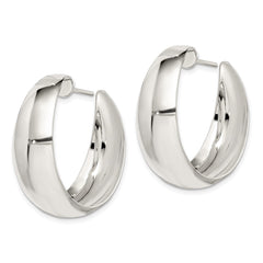 QE526 Sterling Silver Rhodium-plated Fancy J-Hoop Post Earrings