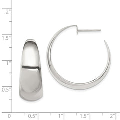 QE526 Sterling Silver Rhodium-plated Fancy J-Hoop Post Earrings