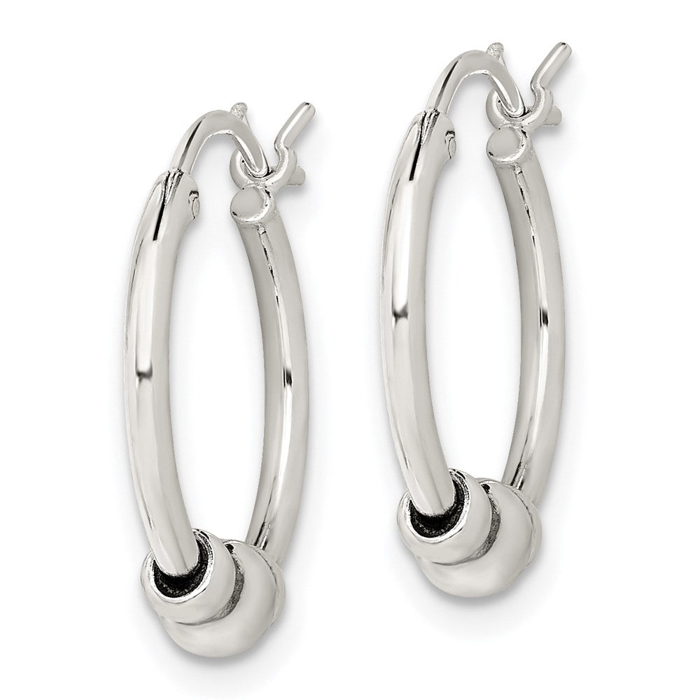 QE5375 Sterling Silver Antiqued Hoop Earrings