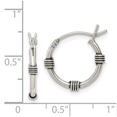 QE5379 Sterling Silver Antiqued Hoop Earrings