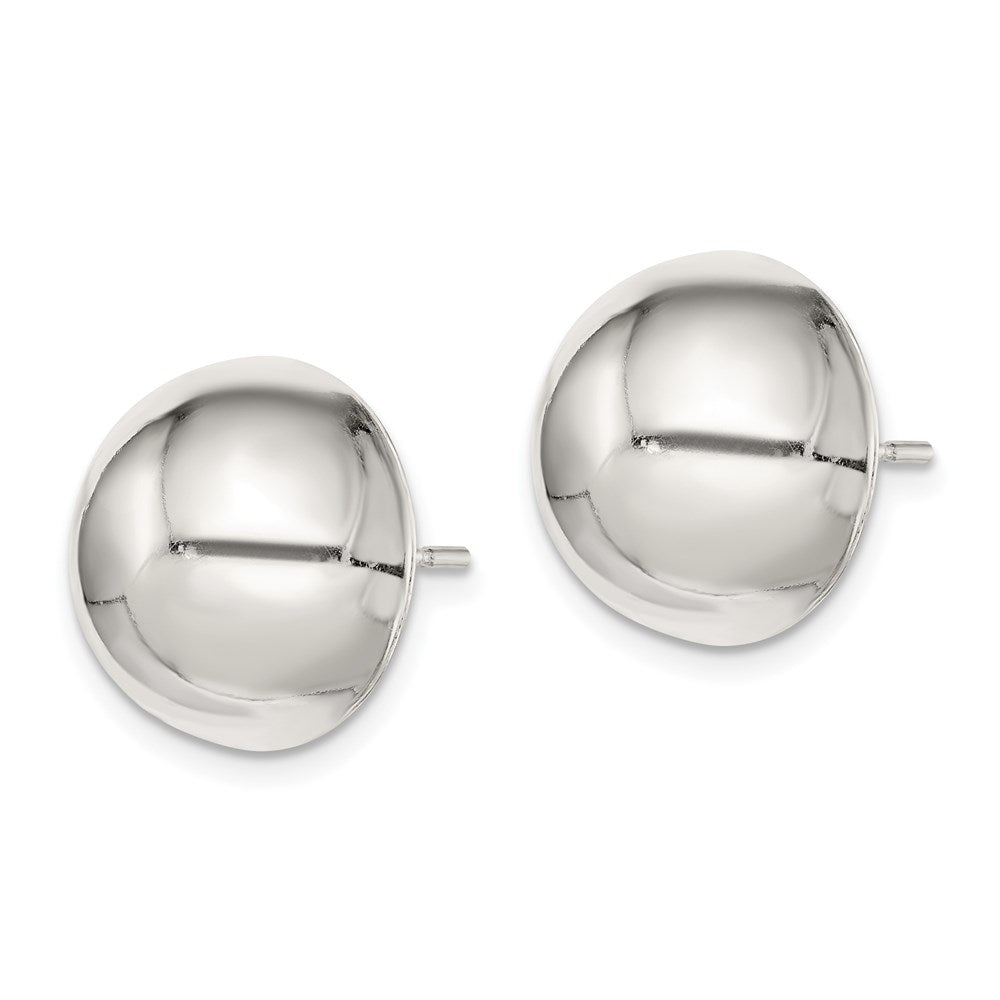 QE597 Sterling Silver Polished 14mm Button Earrings