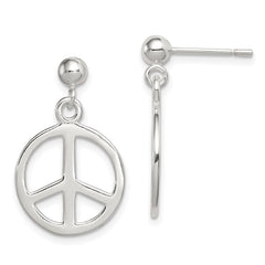 QE6305 Sterling Silver Peace Sign Dangle Earrings