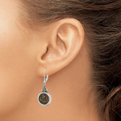 QE6326 Sterling Silver Polished Pink Crystal, Jade & Mother of Pearl Dangle Earrin