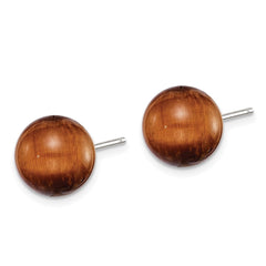 QE6435 Sterling Silver Rhod-pltd 10mm Tiger's Eye Round Post Earrings