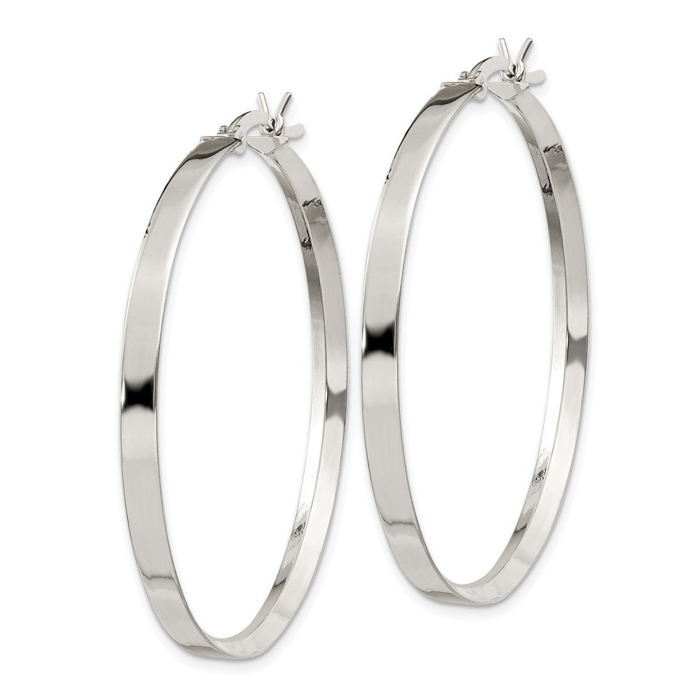 QE6491 Sterling Silver 2.75x40mm Hoop Earrings