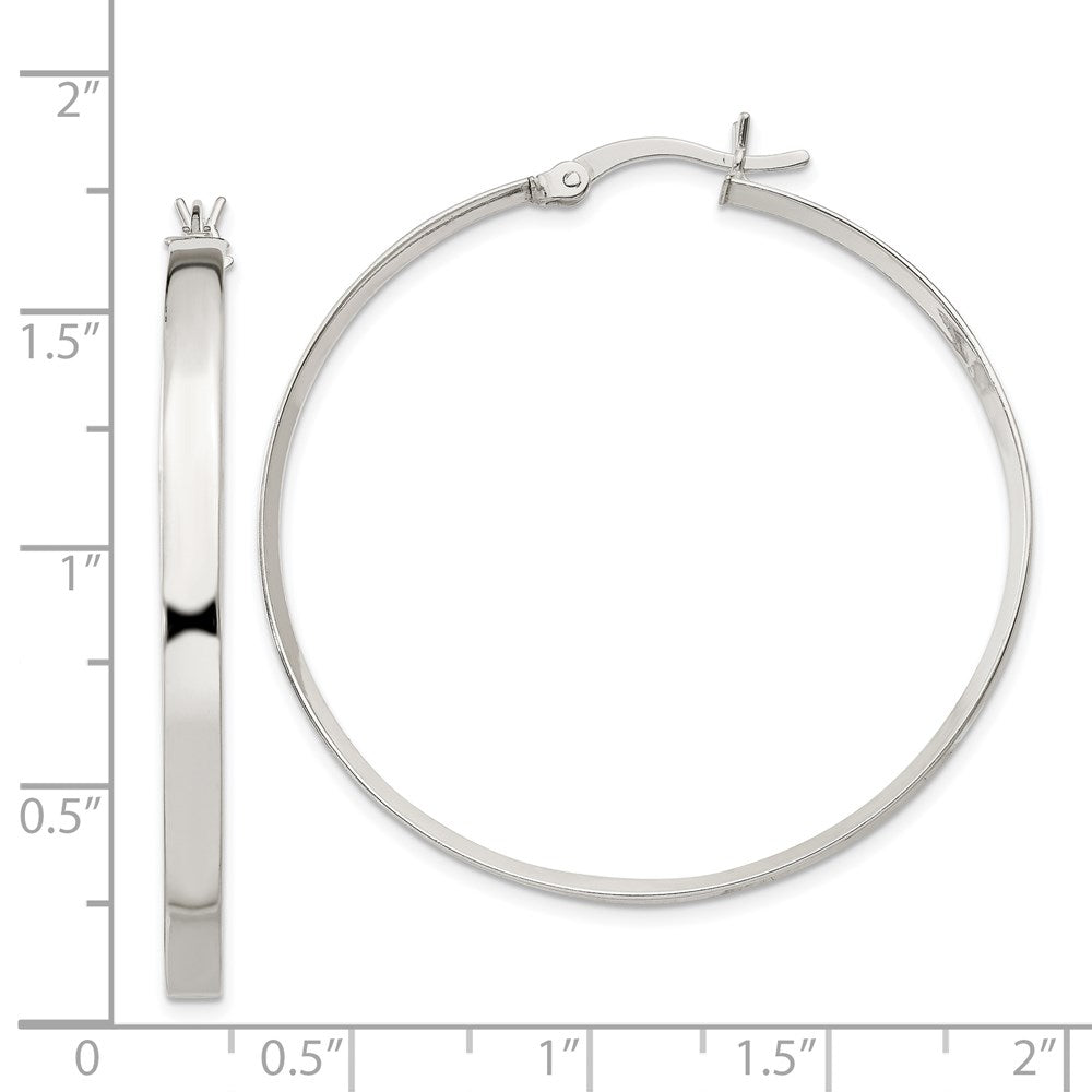 QE6491 Sterling Silver 2.75x40mm Hoop Earrings