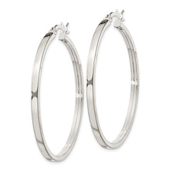 QE6494 Sterling Silver 2.5x40mm Polished Hoop Earrings