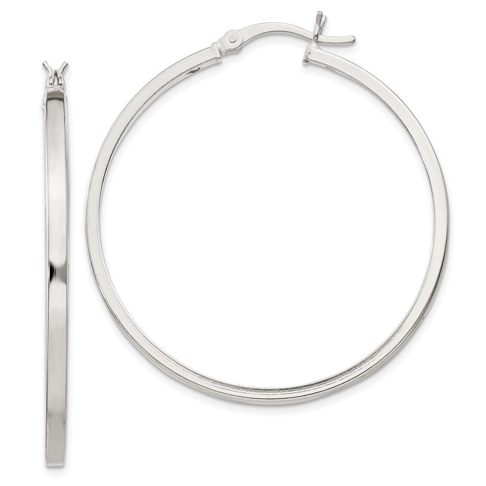 QE6494 Sterling Silver 2.5x40mm Polished Hoop Earrings