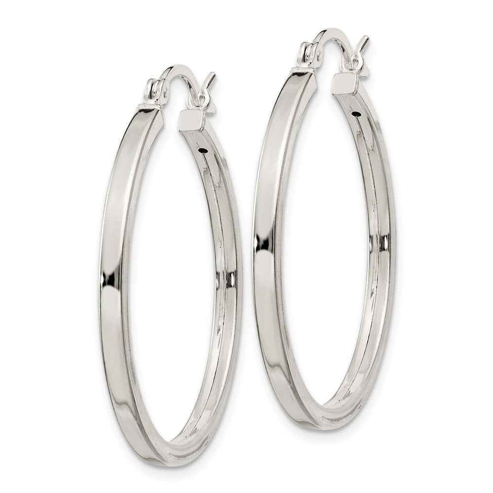 QE6495 Sterling Silver 2.5x30mm Polished Hoop Earrings