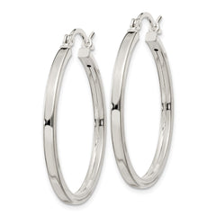 QE6495 Sterling Silver 2.5x30mm Polished Hoop Earrings