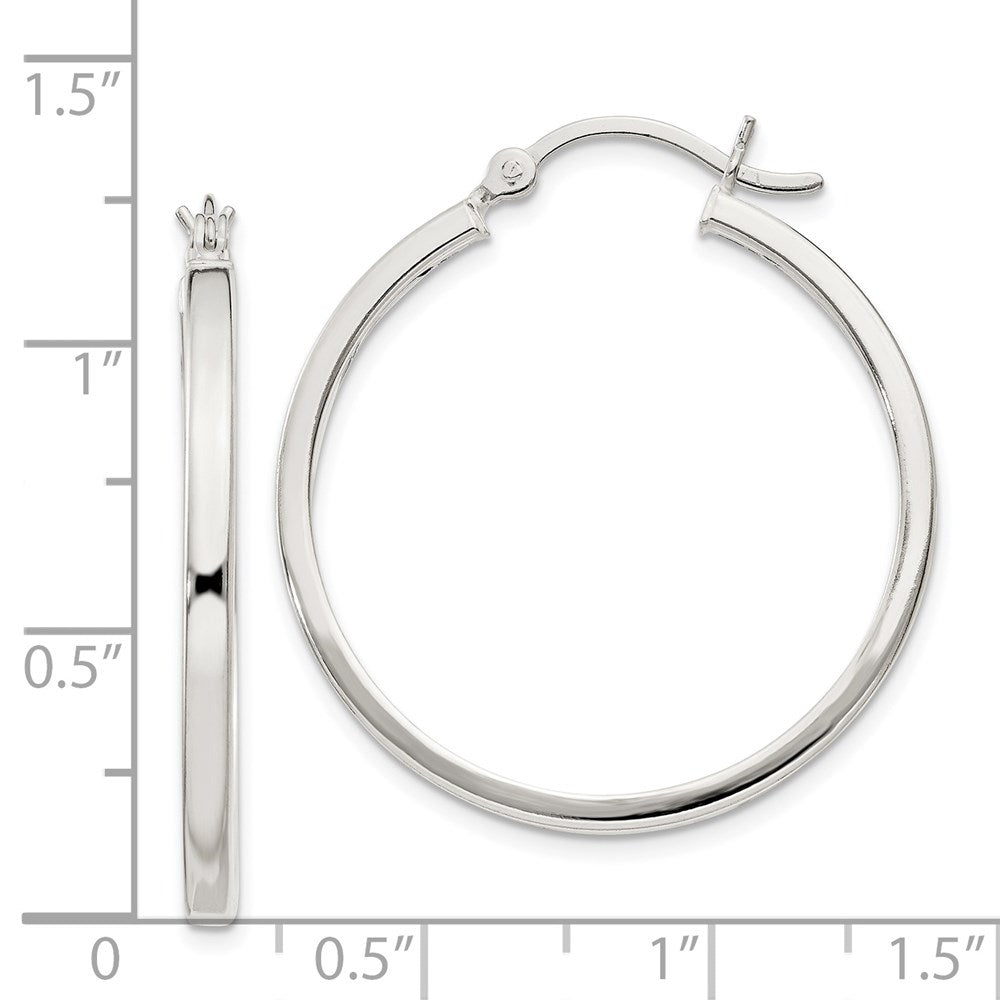 QE6495 Sterling Silver 2.5x30mm Polished Hoop Earrings