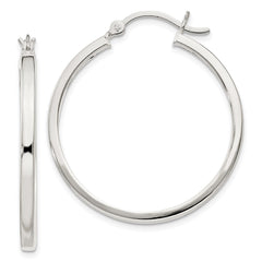 QE6495 Sterling Silver 2.5x30mm Polished Hoop Earrings