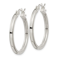 QE6496 Sterling Silver 2.5x25mm Polished Hoop Earrings